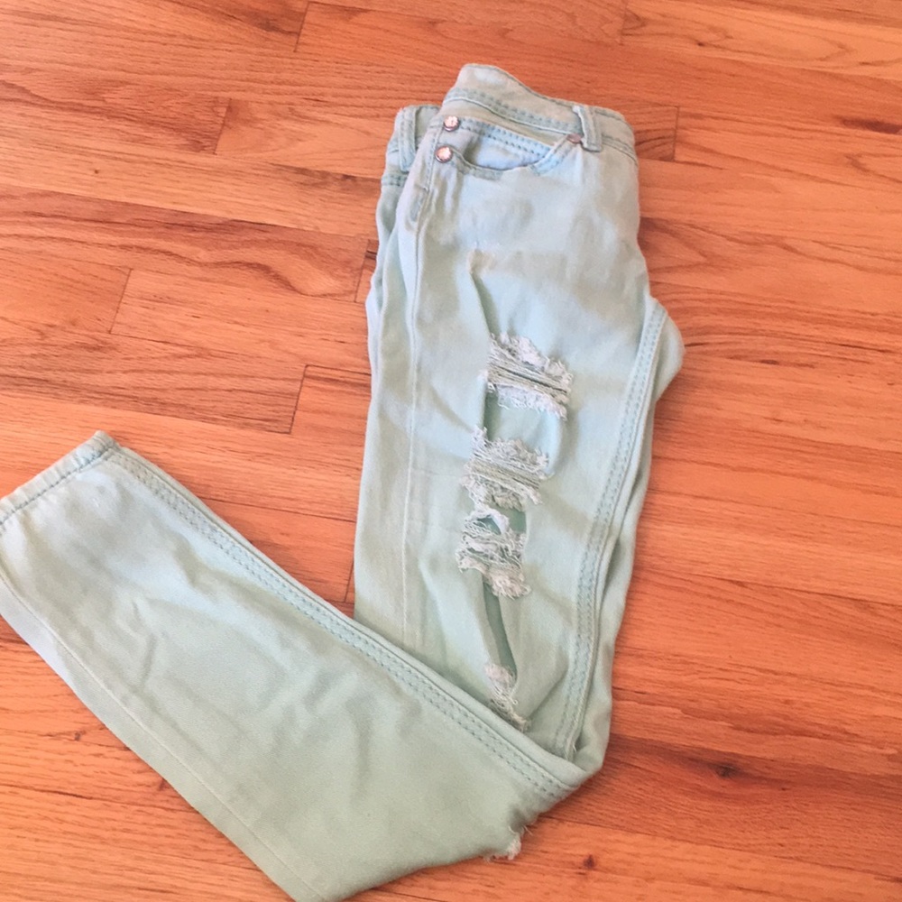 Almost Famous Mint Blue Skinny Jean Size 0